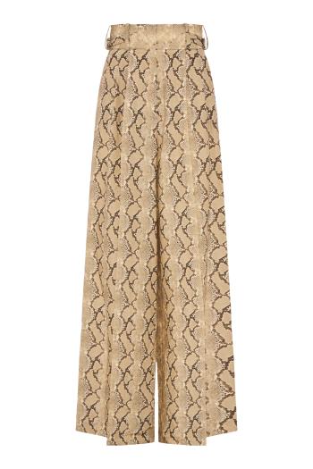 Virgon wool.printed pants in python 