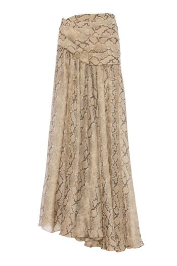 Printed silk-chiffon maxi skirt in python