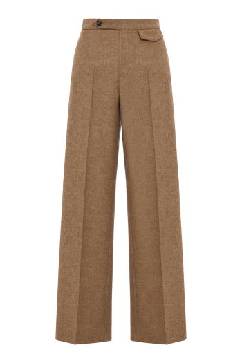 Fishbone cashmere and wool pants in marrone 