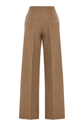 Fishbone cashmere and wool pants in marrone 