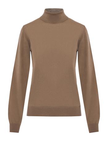 Knitted cashmere turtleneck sweater in taupe 