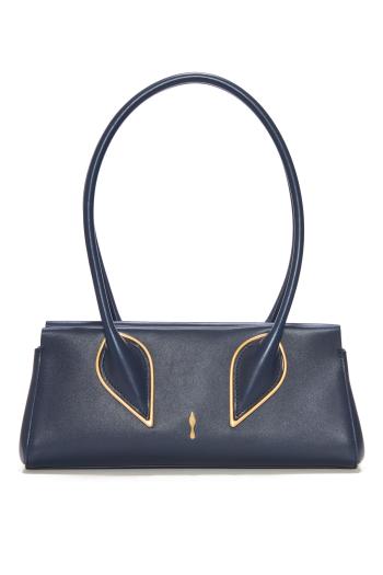 Venus leather top handle bag in marine