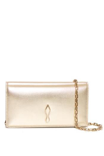 Bettina metallic leather clutch in gold