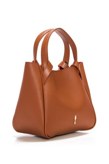 Bettina embellished mini leather tote in cuoio 