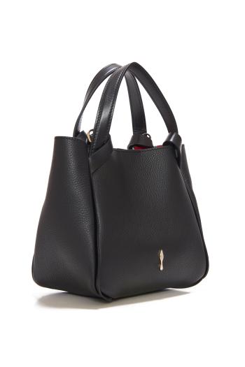 Bettina embellished mini leather tote in black