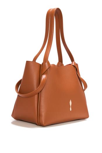 Bettina embellished small leather tote in cuoio