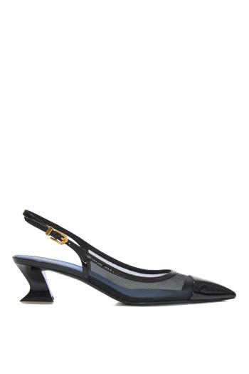 Slingback Noctume mesh and patent-leather pumps in black