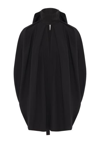 High-neck crepe blouse in black