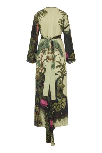 Rodeo Rhythms printed silk kaftan in green 