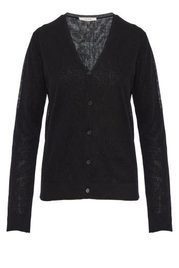 Jheel linen-blend cardigan in black 