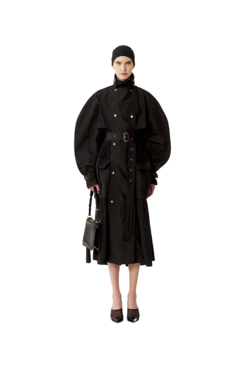 Silk trench coat in black