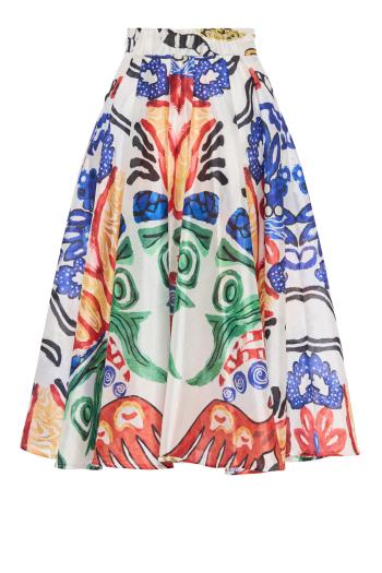 Ampia printed satin midi skirt in multicolor T
