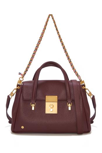 Bolton small shoulder bag in Soft Pebble grain leather in burgundy 