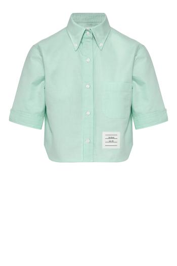 Cropped cotton shirt in green