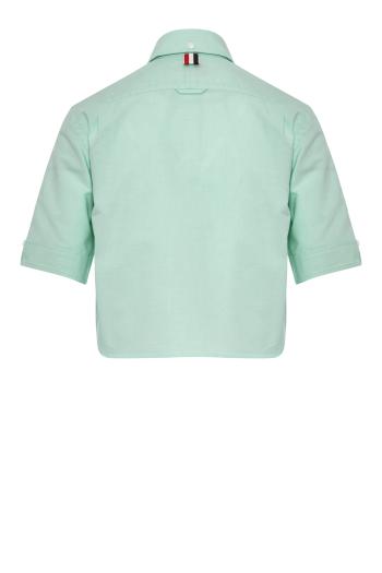 Cropped cotton shirt in green