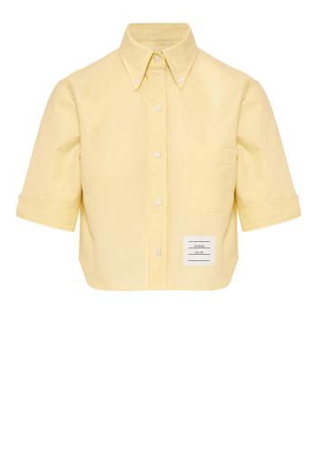 Cropped cotton shirt in green