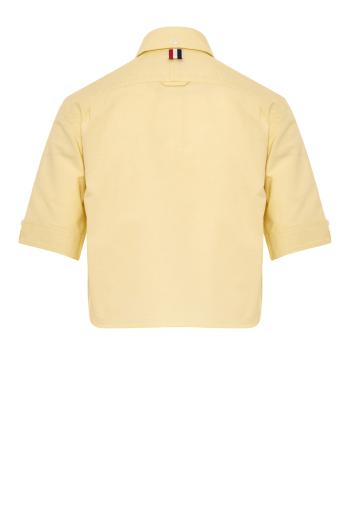 Cropped cotton shirt in green