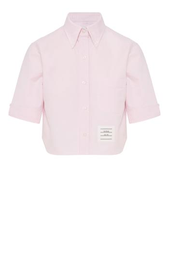 Cropped cotton shirt in pink
