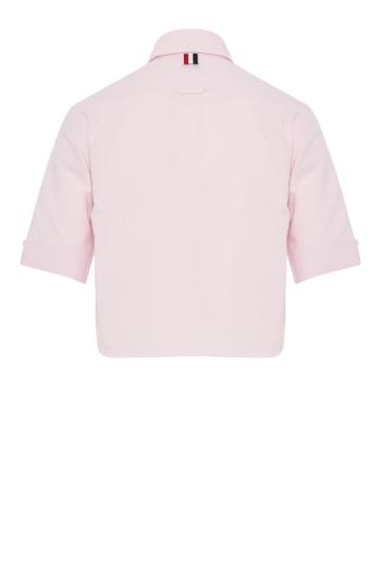 Cropped cotton shirt in pink