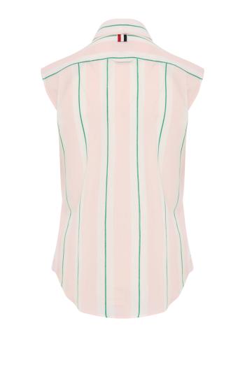 Striped cotton sleeveless shirt in pink 