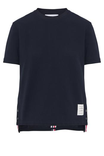 Cotton-pique T-shirt in navy 