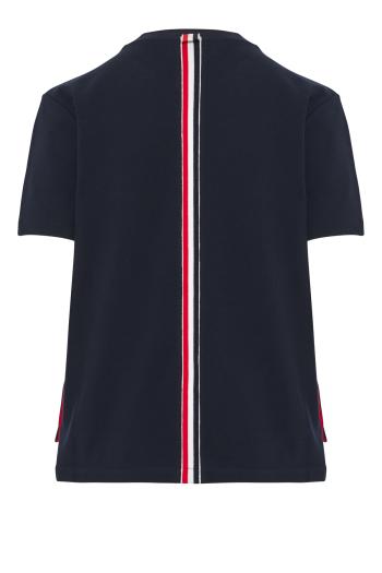 Cotton-pique T-shirt in navy 