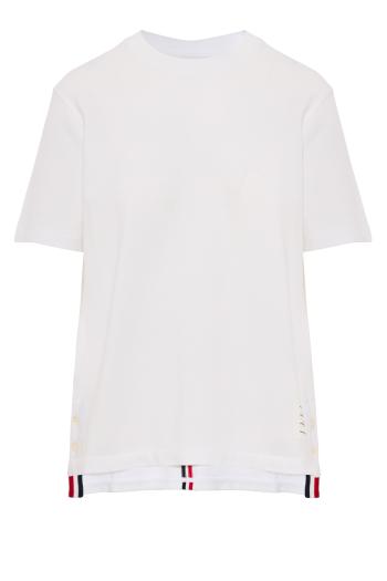 Cotton-pique T-shirt in white
