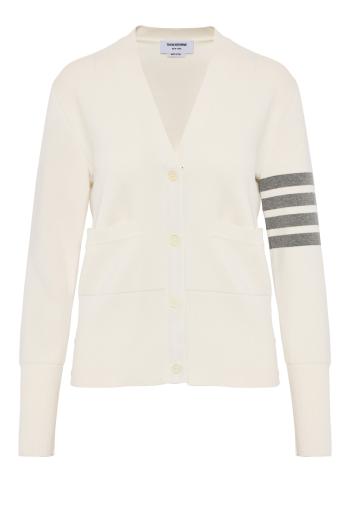 Milano knitted cotton cardigan in white 