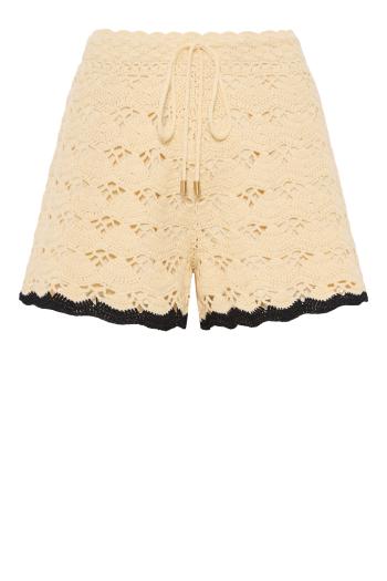 Aster crochet-cotton shorts in cream