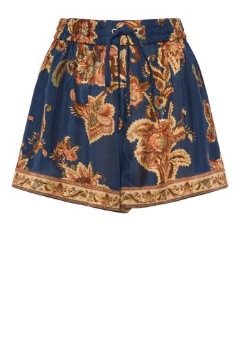 Aster Relaxed Jacoban silk shorts in navy