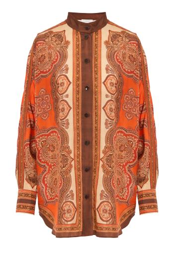 Mahon Dolman silk shirt in tangerine 
