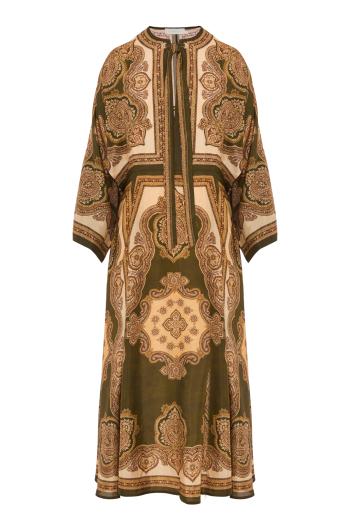 Mahon printed silk tunic in olive