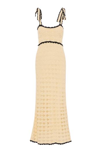 Aster crochet Tie-cotton midi dress in cream