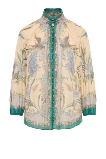 Indra Billow printed cotton and silk blouse in multicolor 