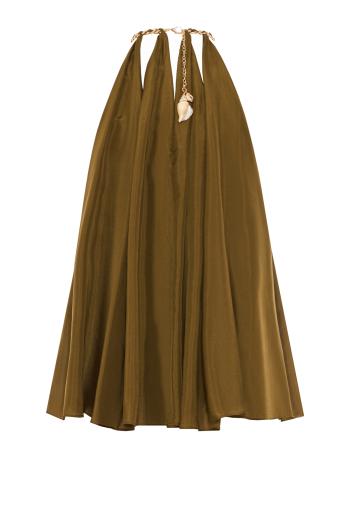 Mahon embellished silk top in olive
