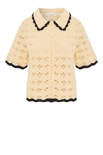 Aster crochet-cotton top in cream 