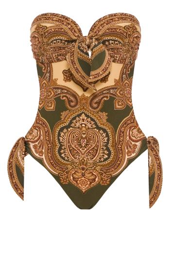 Mahon Scarf Tie 1pc printed swimsuit in olive