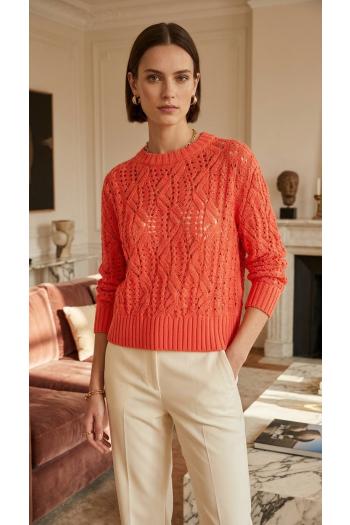Knitted cashmere and cotton sweater in sunset