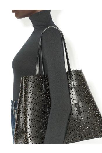 Le Mina 37 leather top handle bag in black