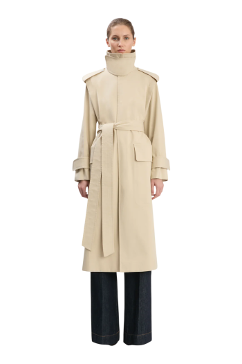 Phillipa oversized cotton trench coat in beige