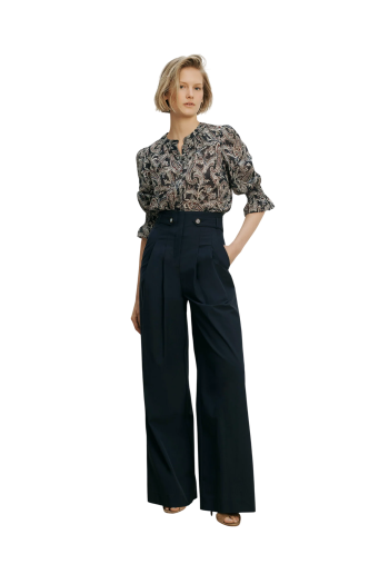 Ashlynn printed cotton blouse in navy