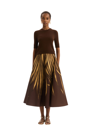 Wool knit top in mahogany