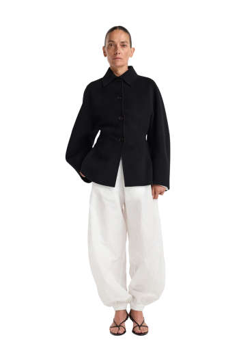 Double-faced wool and cashmere sculptural jacket in black