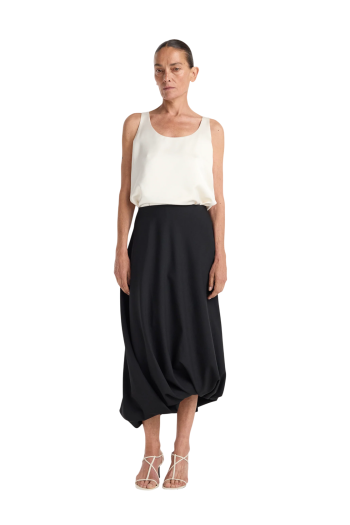 Twisted midi skirt in black