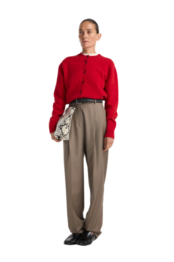 Daria single-pleat wool pants in desert brown