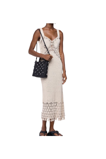 Hand-crocheted cotton dress in ecru
