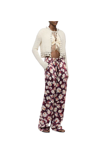 Hand-crocheted cotton cardigan in ecru