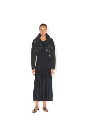 Cotton-poplin biker jacket in black