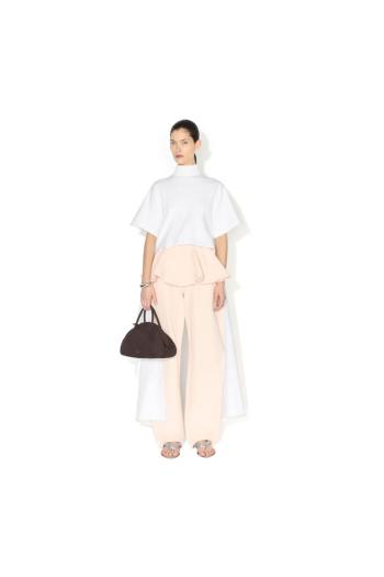 Asymmetric cotton T-shirt in white