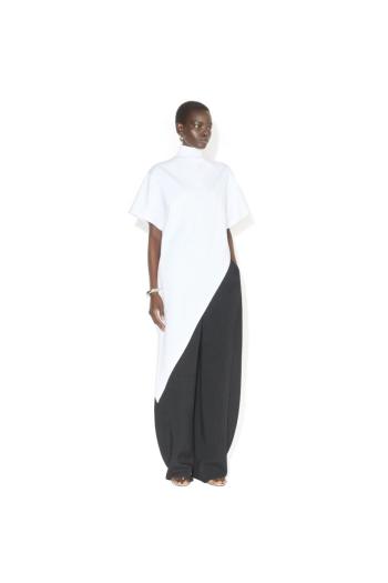 High-waisted crepe trousers in black
